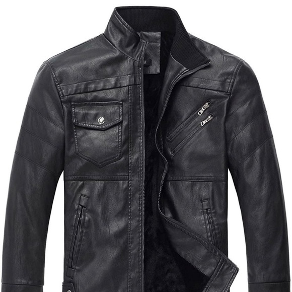 WULFUL Men's Vintage Stand Collar Leather Jacket Motorcycle PU